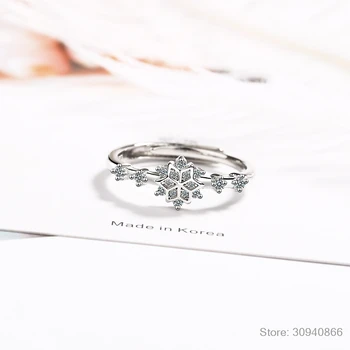 Prabanga Moterų Gėlių Snaigės Žiedas Nekilnojamojo 925 Sterlingas Sidabro Vestuvių Juostoje Žiedas Žada Meilę, Sužadėtuvių Žiedai Moterims