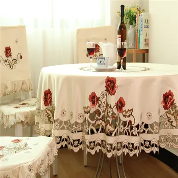 Prabanga siuvinėta staltiesė stalo valgomasis apskritojo stalo dangtis staltiesė vestuvių 229 gėlė, kėdė padengti namų tekstilės