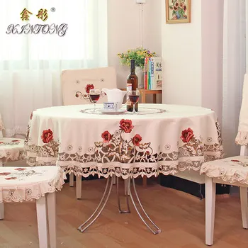 Prabanga siuvinėta staltiesė stalo valgomasis apskritojo stalo dangtis staltiesė vestuvių 229 gėlė, kėdė padengti namų tekstilės