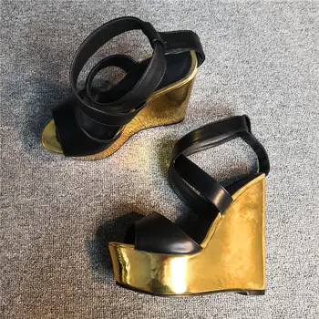 Prabangos prekės ženklo didelis dydis 47 seksualus platforma Moterų Batai pleištai sandalai moteris Prom Vasarą Šalies aukšti kulniukai lady Batus Moteris sandalai
