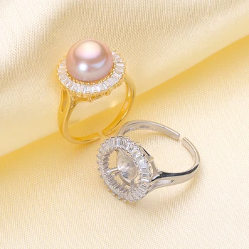Prabangus Perlų Žiedai Parametrai S925 Sterling Silver Pearl Žiedai Išvadas Atidarykite Reguliuojamas Žiedai Turėtojas 3Pieces/Daug