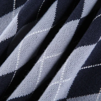 Preppy Stilius Diamond Geometrijos Moterų Vintage Megztinis korėjos Atsitiktinis Pledas Prarasti Rankovių Megztinis Megztas Megztinis Bakas Liemenė