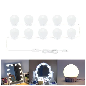 Pritemdomi Makiažas Lempa ant veidrodžio LED Tuštybės Lemputes Rinkinio USB Powered Reguliuojamas Ryškumas 4000K Natūrali Balta šviesa