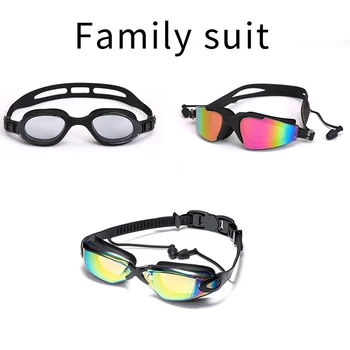Profesionalūs Plaukimo Akiniai Medžiaga bžūp Šeimos kostiumas myli kostiumas plaukimo akiniai su ausų, Nosies įrašą Electroplate derinys