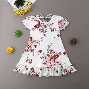 Pudcoco Mergina Dress 1Y-6Y Bamblys Kūdikių Mergaičių Bamblys Gėlių Suknelės Vaikų Vasaros Šalis Suknelė Sundress