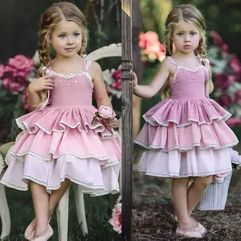 Pudcoco Mergina Dress 6M-5Y Gėlių Mergaitė Princesė Vestuvių Suknelė Vaikas Kūdikio Gimtadienio Konkurso Suknelės