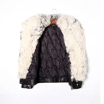 Pudi moterų originali odinė striukė nekilnojamojo vilnos, kailio paltai, žiemą šiltas paltas, paltai TX907