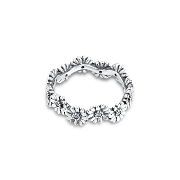Putojantis Daisy Gėlių Karūna Žiedas 925 Sterlingas sidabro Papuošalai, Žiedai Moters Europos Stiliaus Sidabro Žiedai, Papuošalai Priėmimo