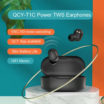 QCY T1C Galia TWS Bluetooth V5.0 Ausinės, 3D Stereo Sporto Belaidės Ausinės su Dvigubo Mikrofono