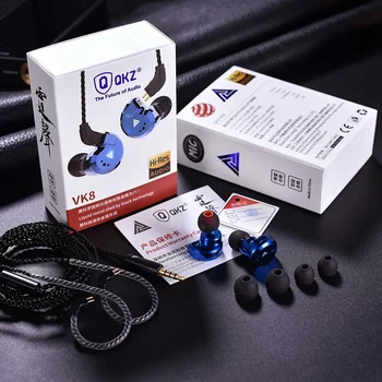 QKZ Vk8 In-Ear 3.5 mm Laidinio Dinaminės Ausinės, 4 Vieneto Stebėsenos Lygio Triukšmo Mažinimo HIFI Ausines Telefonai