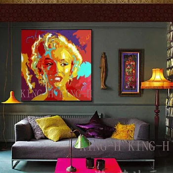 Rankomis dažyti aliejus, tapyba tinkinti vaizdo žvaigždės Marilyn Monroe nuotraukos puošia hall hotel miegamasis