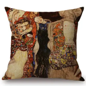 Rankomis Dažyti Gustav Klimt Galerija Pagalvėlė Padengti Seksualus Grožio Sodo Gėlių Aliejaus Tapybai Pagalvių Užvalkalus Dekoratyvinis Namų Kėdė