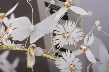 Rankų darbo šilko siūlai gėlės, skrybėlės karūna lankelis auskarai veiklos vestuvių plaukų papuošalai nuotaka plaukų papuošalai