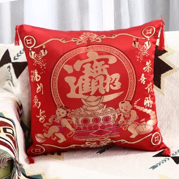 Raudona Užvalkalas Naujųjų Metų Kalėdų Pagalvę Padengti Kinų Stiliaus Mesti Pagalvės, Sofos, Automobilių Pagalvėlė Atveju Šalis, Ravėjimas Namų Dekoro