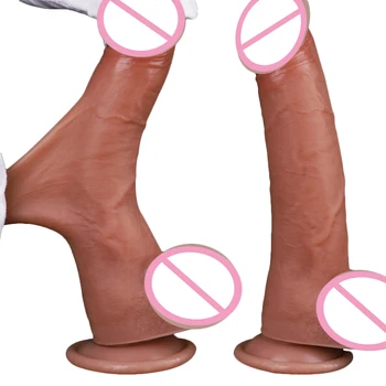 Realus Didelis Juda Apyvarpės Dildo Moterų Strapon Skystu Silikonu Didžiulis Penis Sekso Žaislai su Gyvis Minkštas Vibratorių Moteriškosios Lyties