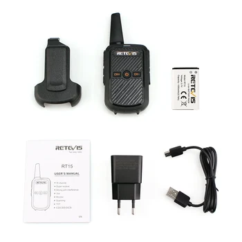 Retevis RT15 Mini Walkie Talkie 2vnt Nešiojamų Du Būdu Radijo Stotis UHF VOX USB Įkrovimo Transiveris Communicator 