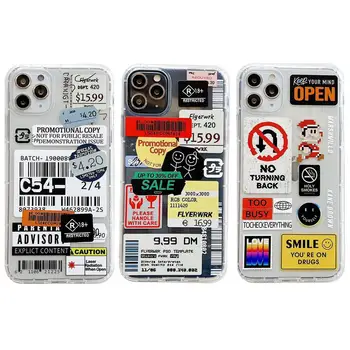 Retro brūkšninio Kodo Etiketės, Telefono dėklas Skirtas iPhone 12 Mini Pro 11 XS Max X XR 7 8 Plius Minkštos TPU oro Pagalvė Padengti Atveju, 