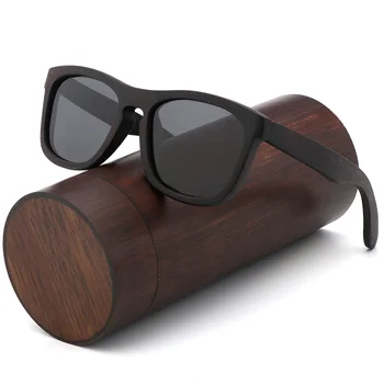 Retro vyrų poliarizuoti akiniai nuo saulės moterims Juoda medienos, Vaikams, Poroms, saulės akiniai rankų darbo UV400 Su bambuko medinės dėžės