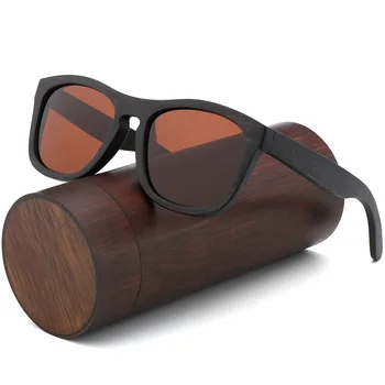 Retro vyrų poliarizuoti akiniai nuo saulės moterims Juoda medienos, Vaikams, Poroms, saulės akiniai rankų darbo UV400 Su bambuko medinės dėžės