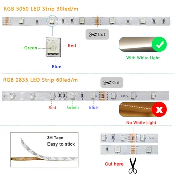 RGB LED Juostelės 15M Led Šviesos Juosta 5050 SMD 2835 5M 10M DC 12V Vandeniui RGB LED lempos diodų Juostelės Lankstus Valdytojas+Adapteris ES