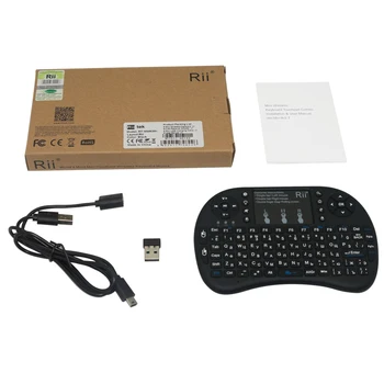 Rii i8+ 2.4 G Bevielio Mini Žaidimų Klaviatūra su Apšvietimu rusijos hebrajų Nuotolinio Valdymo Touchpad Pele Smart BOX 
