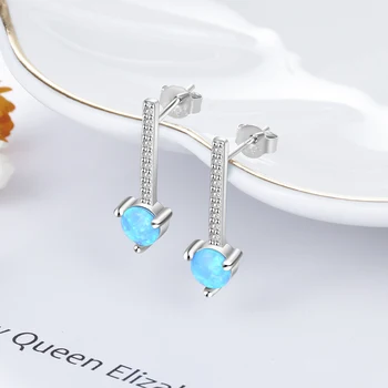 Romantiška 925 Sterling Silver Blue Opal Auskarai Moterims Tabaluoti Lašas Auskarai Mergaitėms Vestuvių Papuošalai Dovanos (Sam Hub Fong)