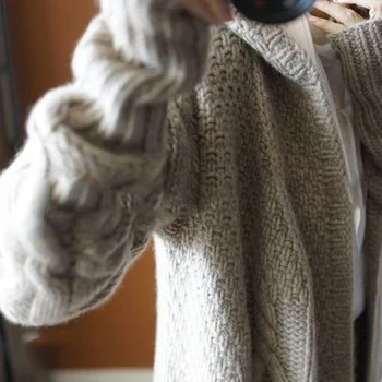 Rudenį, Žiemą Naujas Megztiniai Mados 2020 M. Moteris Korėjos Tirštėti Šilti Paltai Moterims, Ilgai Pasukti Džemperis Cardigan
