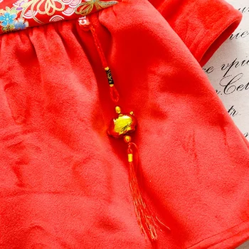 Rudenį, Žiemą naujųjų Metų Atsitiktinis Suknelė Kūdikių Mergaičių Kratinys Dizainas ilgomis Rankovėmis Vaikai Princesė Cheongsam Kinų stiliaus Suknelės