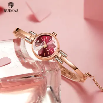 RUIMAS Prabanga Rose Aukso Apyrankės, Laikrodžiai Moterims Top Brand Vandeniui Laikrodis Lady Vandeniui Kvarco Žiūrėti Moterų Relogio Laikrodis