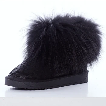 RUIYEE ponios karvės odos sniego batai mados batai moteriška žieminiai batai 2018 naujas ponios medvilnės batai fox fur boots