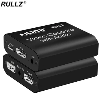Rullz 4K USB 2.0 HDMI Video Capture Card Garso Loop Out, Mic In Žaidimas Įrašymo Plokštė 1080P Transliacija už PS4 Xbox PC Swich