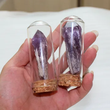 Runyangshi 1pc Gamtos Violetinė Crystal akmuo Ametistas stuburą Skeptrą krištolo, kraštovaizdžio butelis