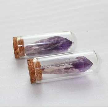 Runyangshi 1pc Gamtos Violetinė Crystal akmuo Ametistas stuburą Skeptrą krištolo, kraštovaizdžio butelis