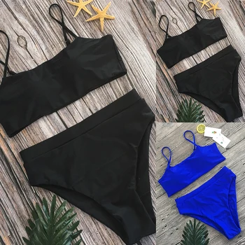 S/XL) Seksualus Aukšto Juosmens Bikini Nustatyti maudymosi kostiumėlį Populiarus Plaukimo Kostiumas, Dviejų dalių, Bikini Vientisų maudymosi Kostiumėliai Moterų Paplūdimio Mados