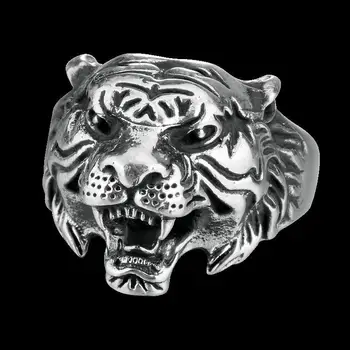 S925 sidabro naują produktą, originalaus dizaino retro valdinga perdėti tigro galva vyrų temperamentas atidarymo reguliuojamas žiedas