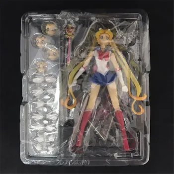Sailor Moon Anime Veiksmų Skaičiai PVC Kristalų Žaislai Kilnojamojo Usagi Tsukino 15cm Modelio Mergina Lėlės Statulėlės Dekoro Namų Plaukti Mėnulis Dovana