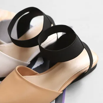 Sandalai moteriška plokščiadugnis 2019 naujų kojų kryžiaus diržas Elastinga juosta pasakos vėjo laukinių taško Vasaros moterų sandalai