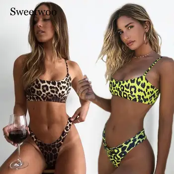 Seksualus Leopard Bikini 2019 Micro Bikini Komplektas Push Up Thong Biquini Aukštos Sumažinti Maudymosi Kostiumėliai Moterims, Mini Maudymosi Kostiumėlį Moterų Maudymosi Kostiumas
