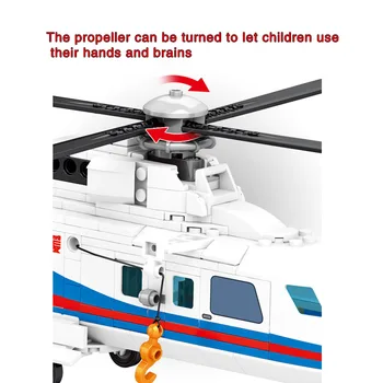 SEMBO 391pcs Miesto Avarinių tarnybų Gelbėjimo sraigtasparnis Valčių Laivų Statyba Blokai Lėktuvo Plytų Vaikų žaislai Statybos Dovana