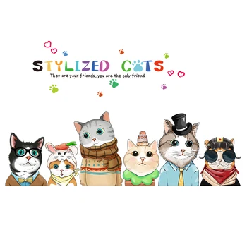 [SHIJUEHEZI] Animacinių filmų Katės Sienų Lipdukai 