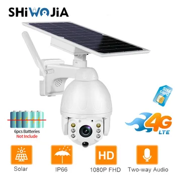 SHIWOJIA 4G Lauko Kamera SIM Kortelės Saulės Kameros Dome PTZ Bevielio Baterijos 1080P 3.6 mm CMOS Saugumo Vaizdo Stebėjimo Kamera