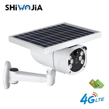 SHIWOJIA Saulės Energijos Saugumo IP Kameros 4G SIM Kortelės Baterija 1080P HD Lauko Priežiūros Medžioklės LED Signalizacija VAIZDO Kameros