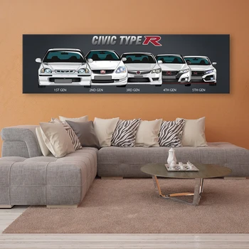 Sienos Menas Modulinės Nuotrauką Plakatas Drobės Spausdintos Retro Honda CIVIC Automobilio Dažymas Šiuolaikinių Namų Puošybai Kambarį 1 vnt Reklama
