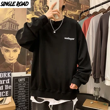SingleRoad Mens Crewneck Palaidinukė Vyrų 2020 M. Žiemos Atsitiktinis Negabaritinių Harajuku Japonijos Streetwear Palaidinės Black Vyrų Hoodie