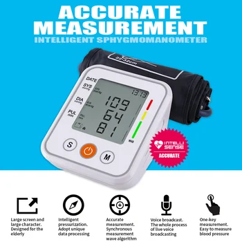 Skaitmeninės Automatinio Rankos Kraujo Spaudimo Monitorius Sphygmomanometer Širdies ritmo Matuoklis su LCD Viršutinės Kamertonas ' BP Tensiometro Sveikatos Priežiūros