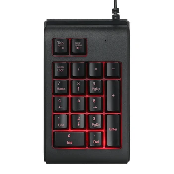 Skaičių Klaviatūra USB Laidinio 19 Klavišus Mini Skaičių Klaviatūrą su LED Apšvietimu Vandeniui ABS Nešiojamojo KOMPIUTERIO