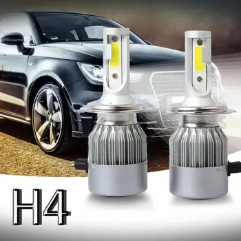 Skatinimas! Nauji 2vnt C6 LED Automobilių Žibintų Rinkinį COB H4 36W 7600LM Balta Lemputes