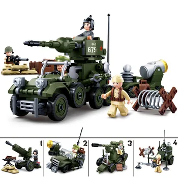 Sluban Suderinama Karinis Tankas antrojo Pasaulinio Karo vokiečių Armijos Karių Statybiniai Blokai, Plytos Sraigtasparnio Modelis Žaislai