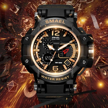 SMAEL Vyrų Sporto Laikrodžiai LED Skaitmeninio Laikrodžio Vyrų Vandeniui Signalizacijos Karinės Atsitiktinis Kvarcinis Analoginis Laikrodis Vyrams, Dovanų Relogios Masculino