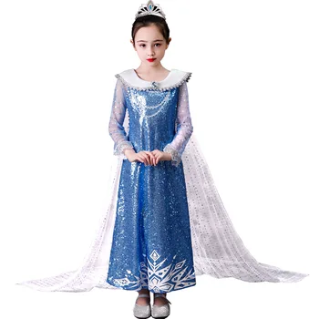 Sniego karalienė naujas cosplay princesė mergaitės Elsa ir Anos suknelės mergaičių Festivalis šalis gimtadienio vakarėlio princesė kostiumas